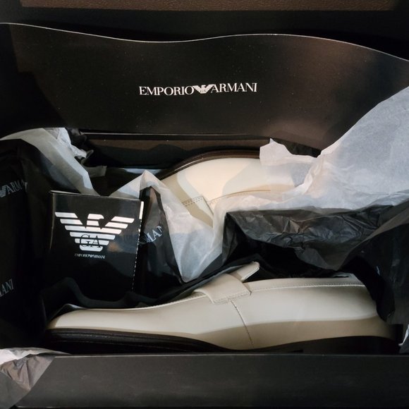 Emporio Armani Leather Loafers, EU 41, White main image 5
